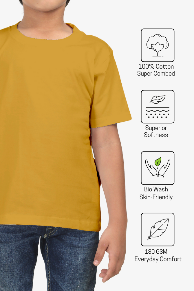 Mustard Yellow T-Shirt For Boy - WowWaves - 3