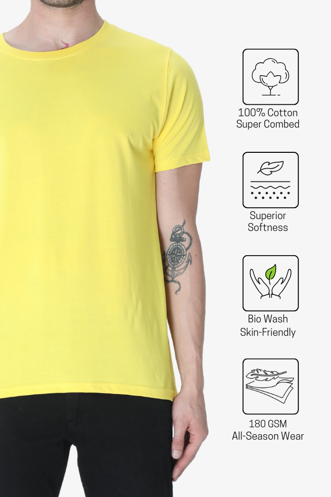 Bright Yellow T-Shirt For Men - WowWaves - 5
