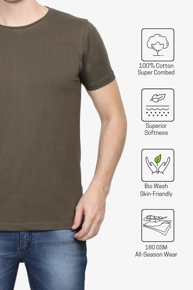 Olive Green T-Shirt For Men - WowWaves - 8