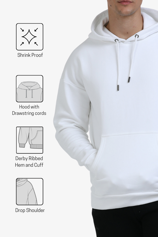 White Oversized Hoodie For Men - WowWaves - 8