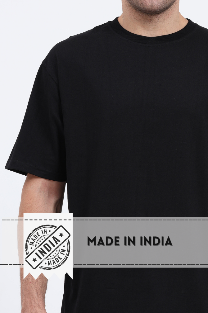 Black Lightweight Oversized T-Shirt For Men - WowWaves - 4