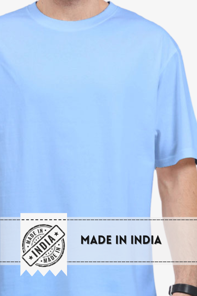 Baby Blue Oversized T-Shirt For Men - WowWaves - 4