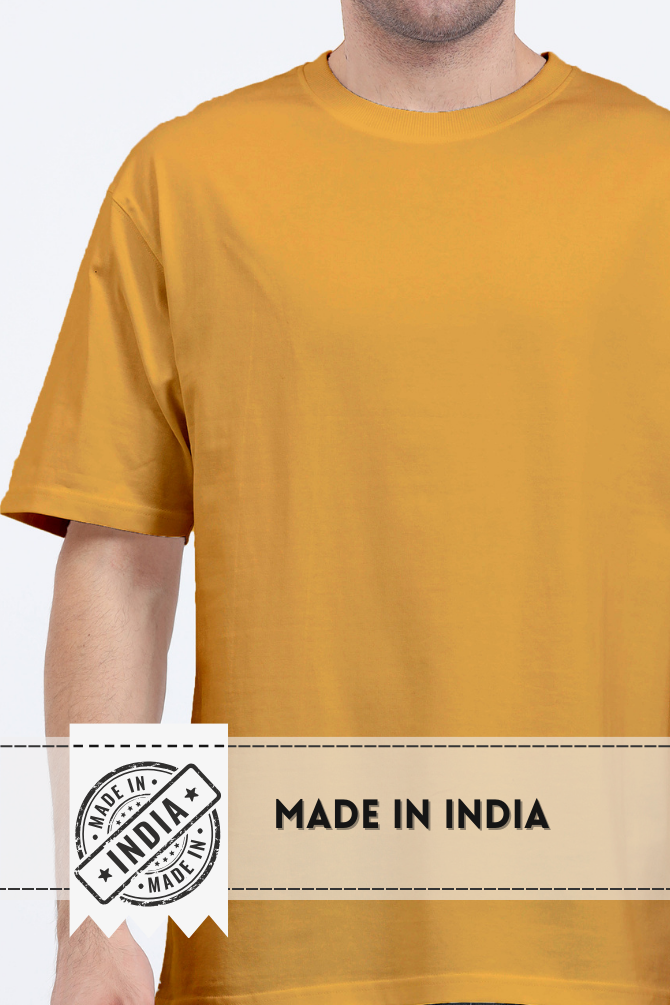 Golden Yellow Oversized T-Shirt For Men - WowWaves - 4