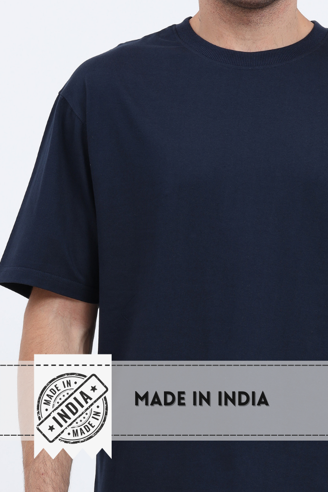 Navy Blue Lightweight Oversized T-Shirt For Men - WowWaves - 4