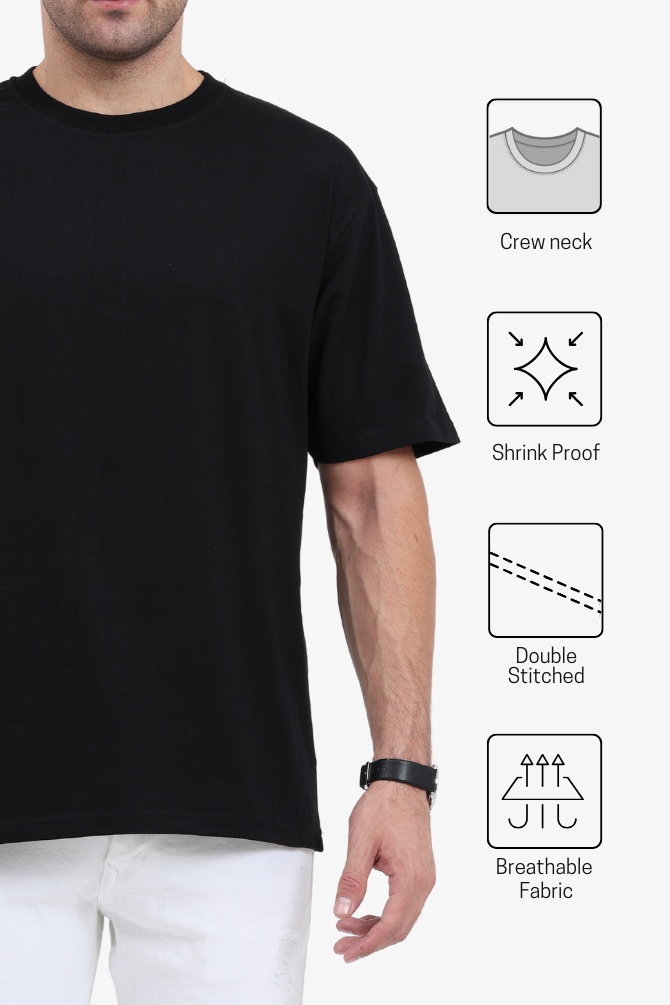 Black Oversized T-Shirt For Men - WowWaves - 3