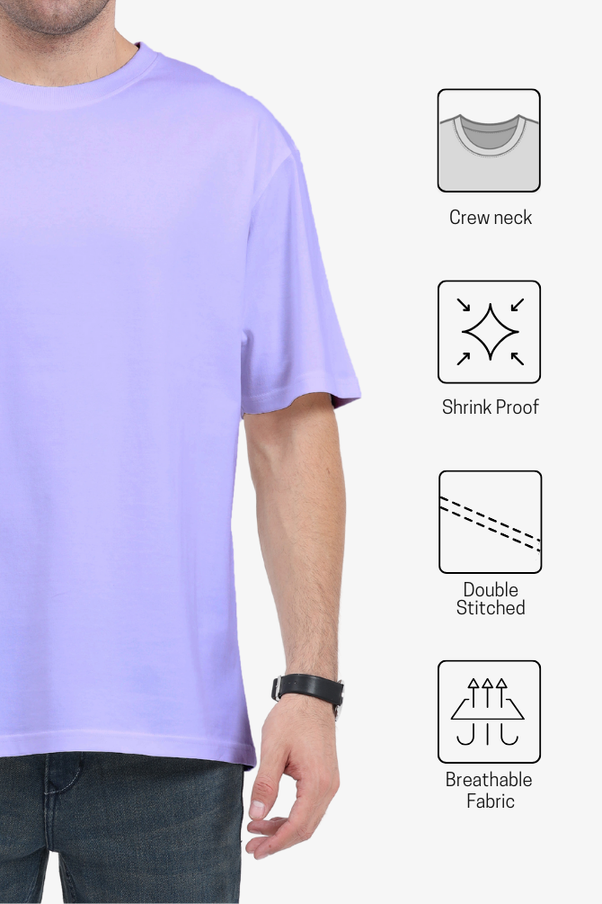 Lavender Oversized T-Shirt For Men - WowWaves - 3