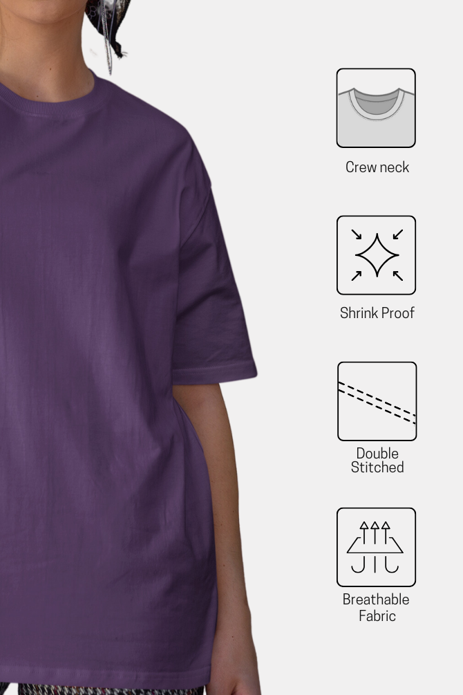 Purple Oversized T-Shirt For Women - WowWaves - 6