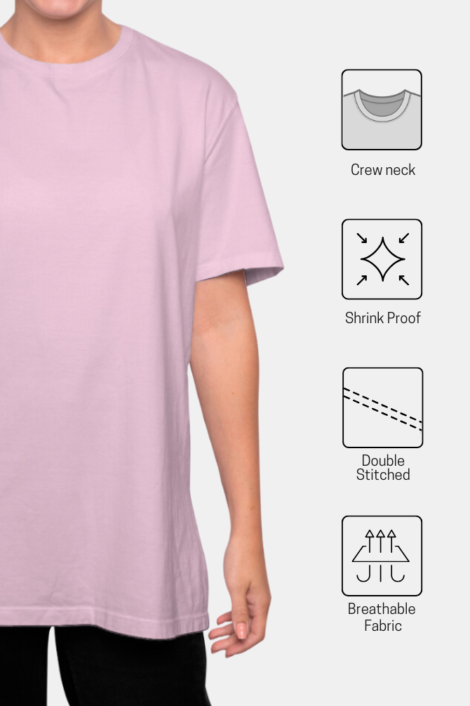 Light Baby Pink Lightweight Oversized T-Shirt For Women - WowWaves - 7