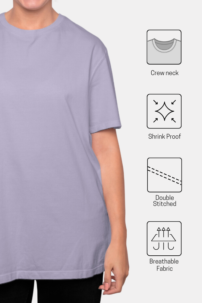 Lavender Oversized T-Shirt For Women - WowWaves - 5