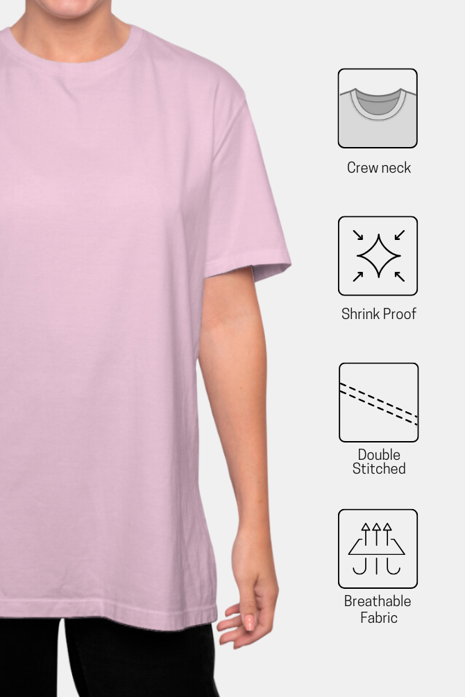 Light Pink Oversized T-Shirt For Women - WowWaves - 7