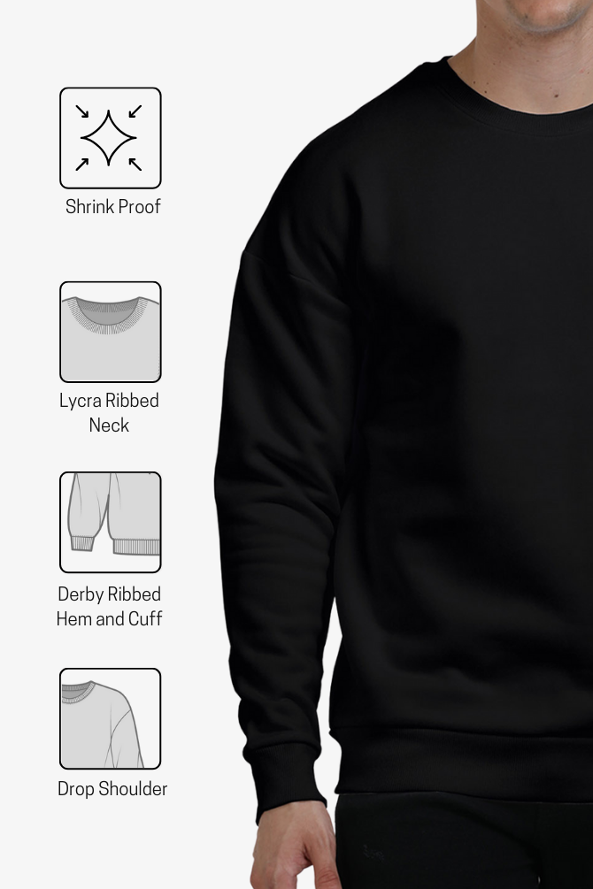 Black Oversized Sweatshirt For Men - WowWaves - 4