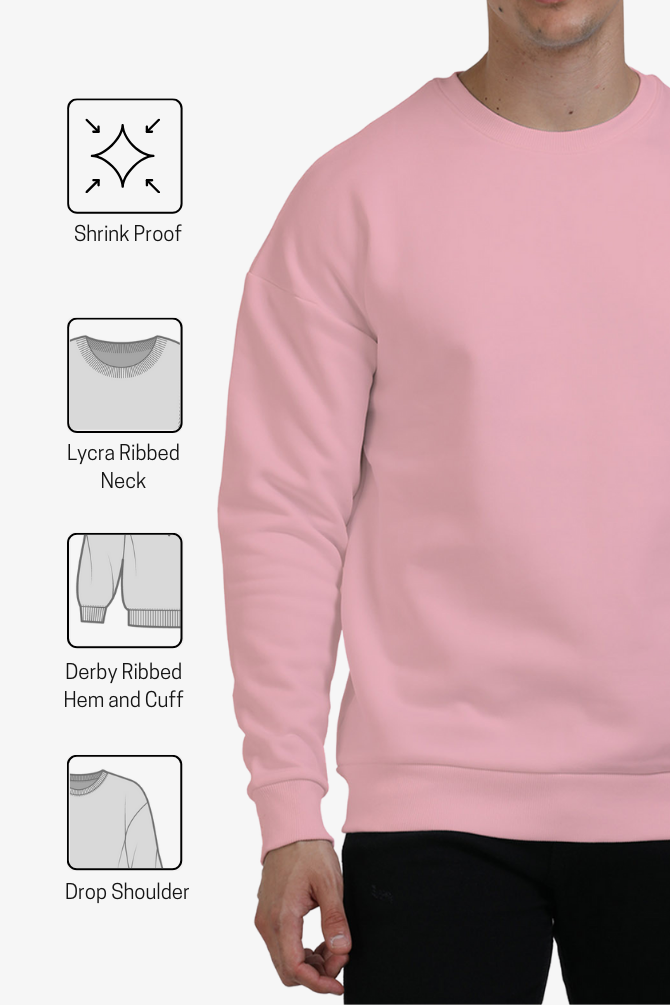 Light Pink Oversized Sweatshirt For Men - WowWaves - 4