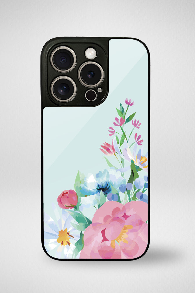 Blue watercolor flowers Glass Mobile Case - iPhone, Samsung & OnePlus -2