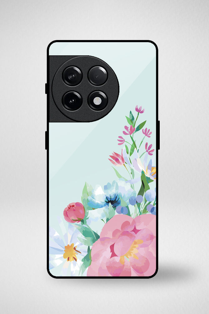 Blue watercolor flowers Glass Mobile Case - iPhone, Samsung & OnePlus -3