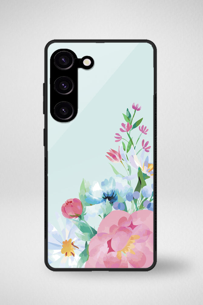 Blue watercolor flowers Glass Mobile Case - iPhone, Samsung & OnePlus -6