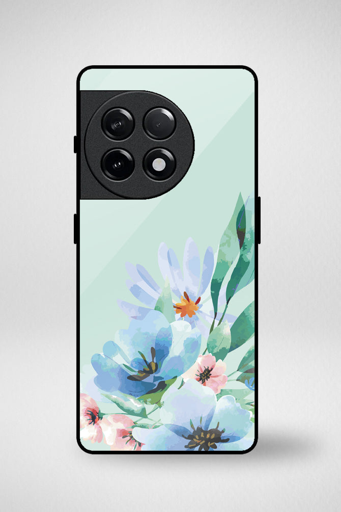 Blue watercolor flowers Glass Mobile Case - iPhone, Samsung & OnePlus -8