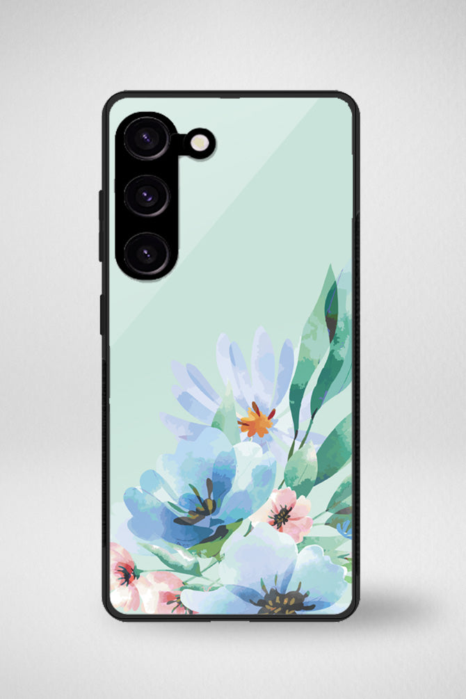 Blue watercolor flowers Glass Mobile Case - iPhone, Samsung & OnePlus -11