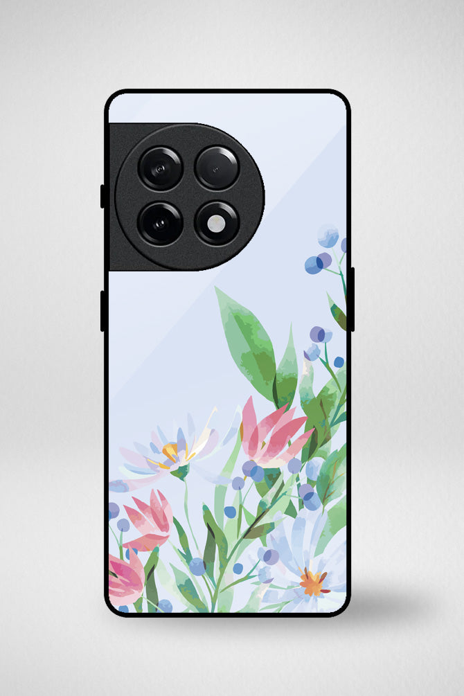 Blue watercolor flowers Glass Mobile Case - iPhone, Samsung & OnePlus -13