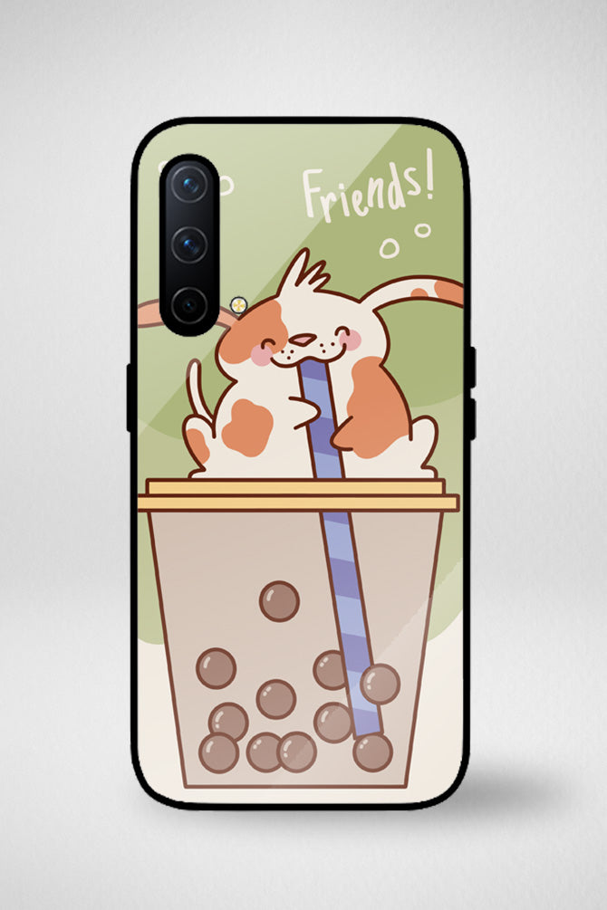 Kawaii animals in tea drinks Glass Mobile Case - iPhone, Samsung & OnePlus -4