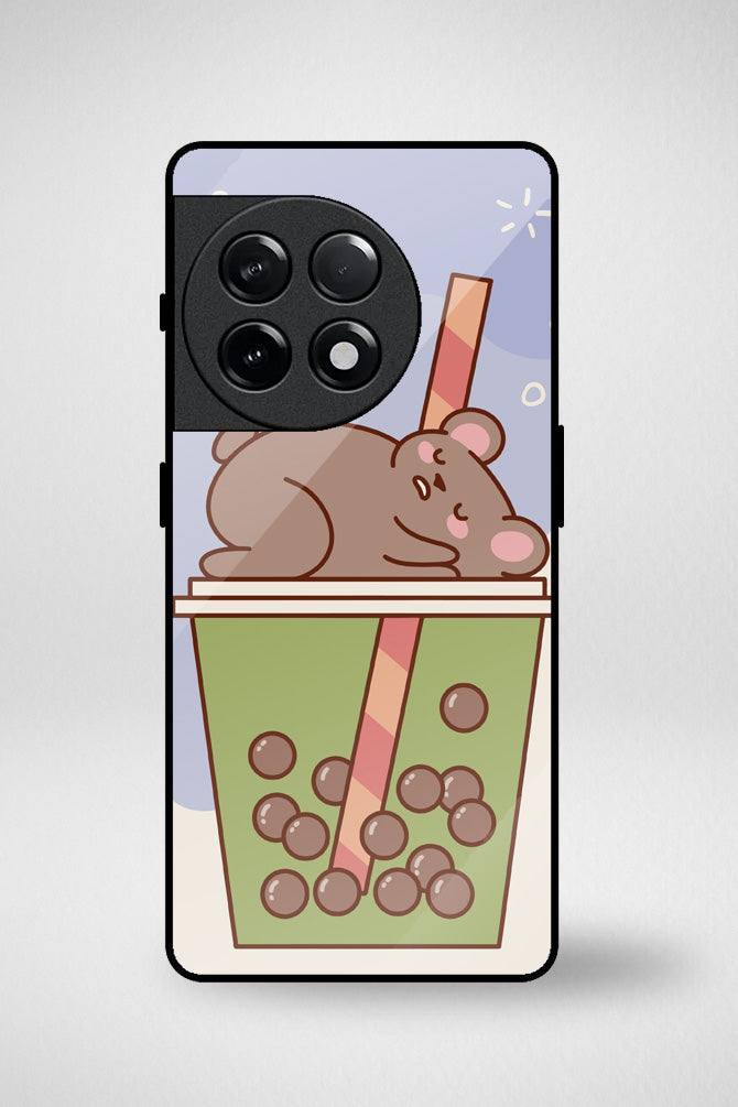 Kawaii animals in tea drinks Glass Mobile Case - iPhone, Samsung & OnePlus -8