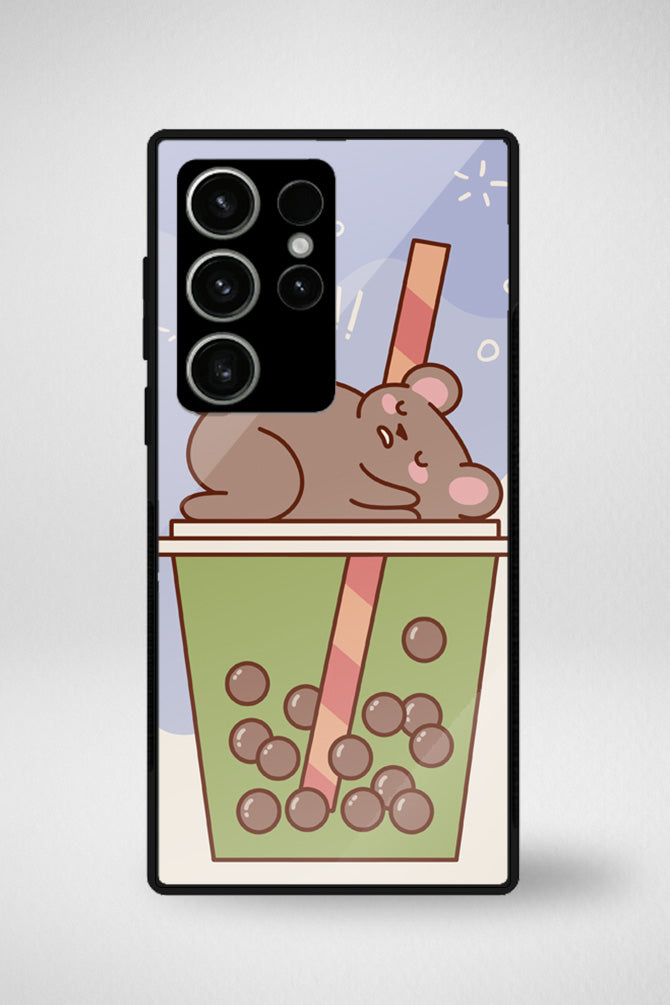 Kawaii animals in tea drinks Glass Mobile Case - iPhone, Samsung & OnePlus -10