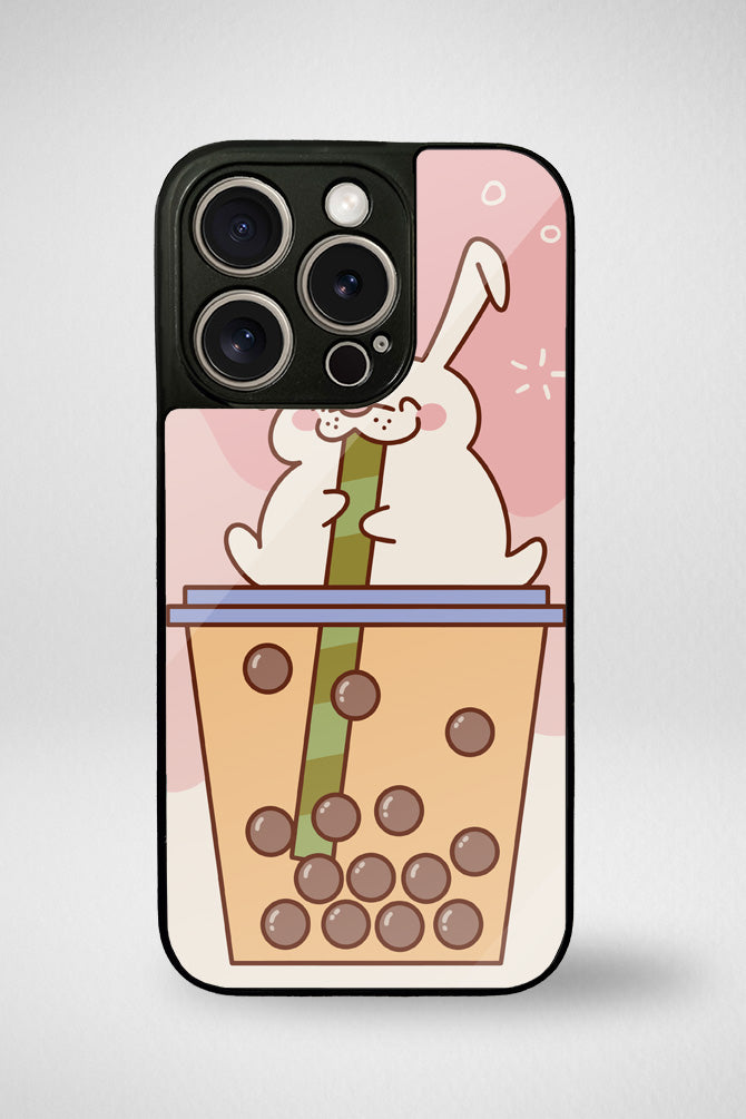 Kawaii animals in tea drinks Glass Mobile Case - iPhone, Samsung & OnePlus -12