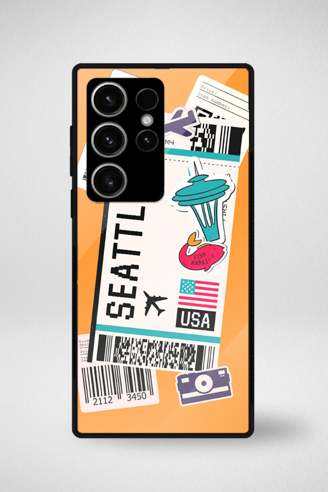 American cities boarding passes Glass Mobile Case - iPhone, Samsung & OnePlus -5