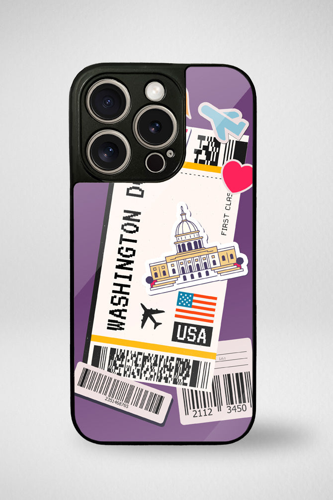 American cities boarding passes Glass Mobile Case - iPhone, Samsung & OnePlus -7