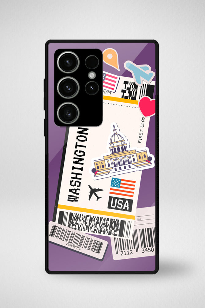 American cities boarding passes Glass Mobile Case - iPhone, Samsung & OnePlus -10