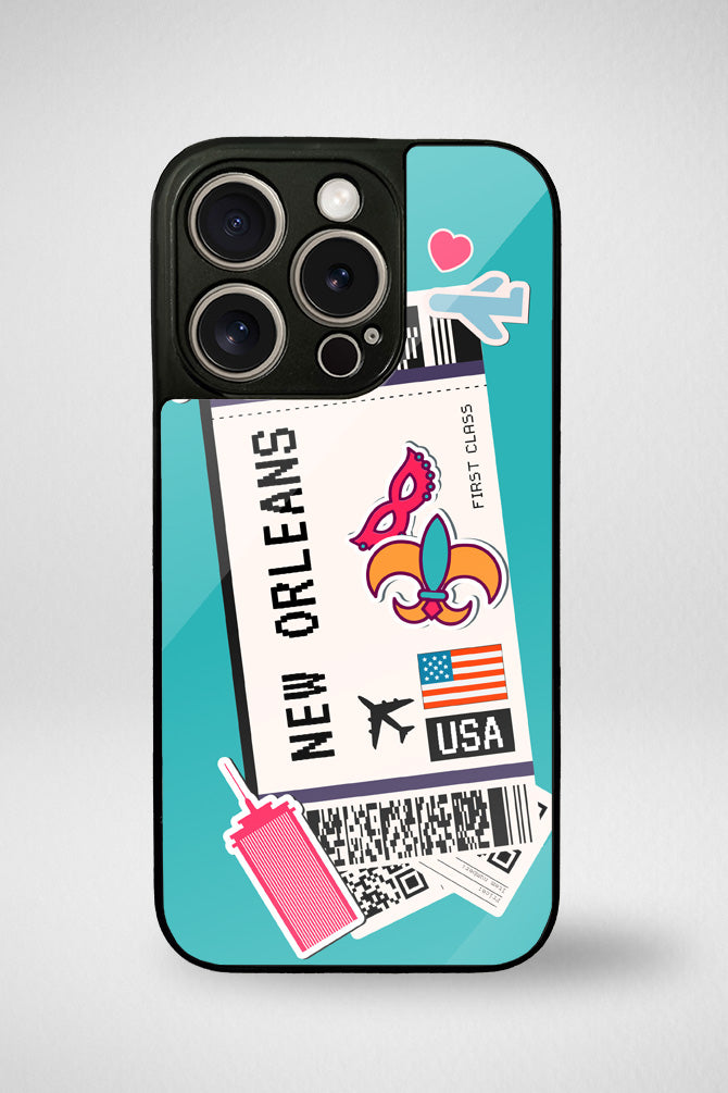 American cities boarding passes Glass Mobile Case - iPhone, Samsung & OnePlus -12