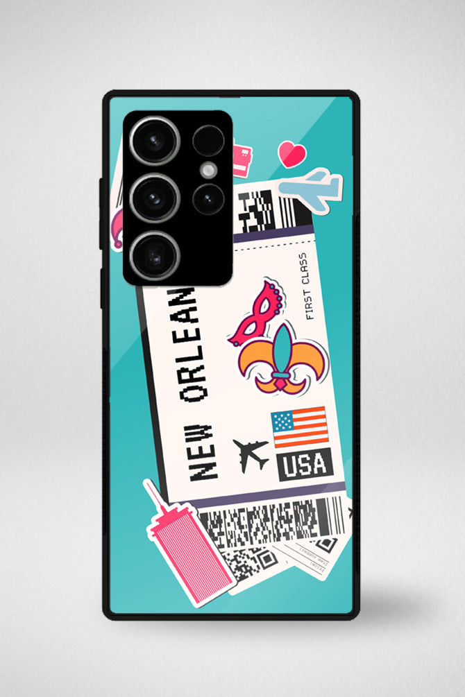 American cities boarding passes Glass Mobile Case - iPhone, Samsung & OnePlus -15