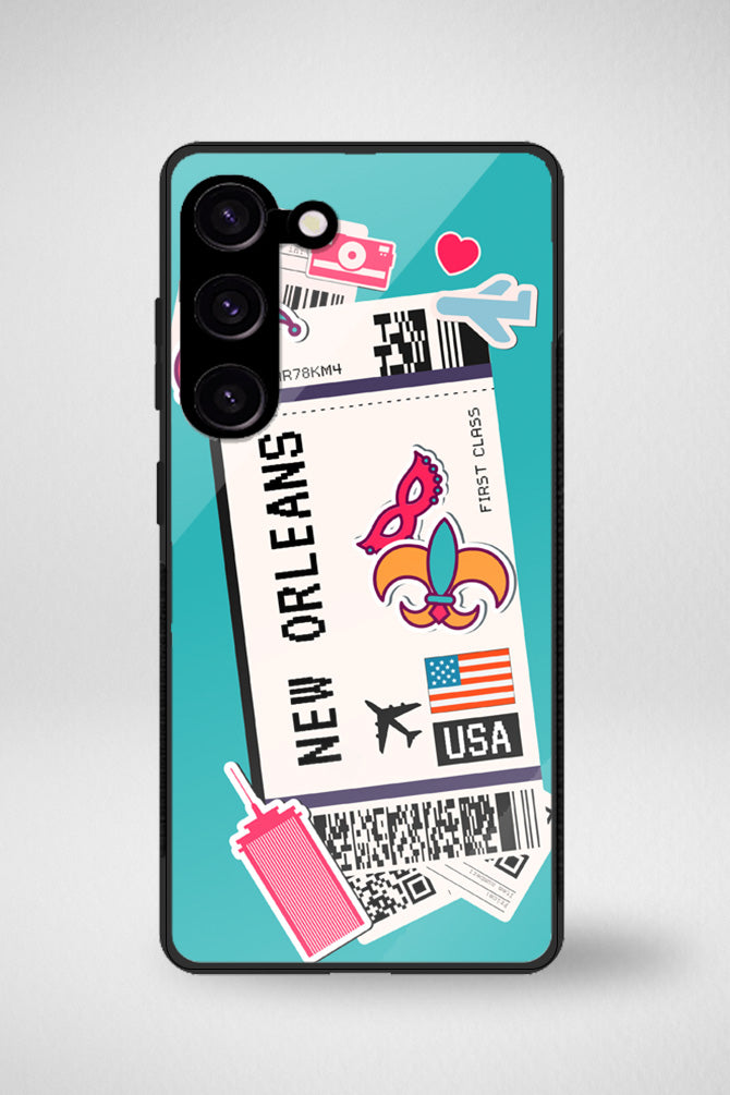 American cities boarding passes Glass Mobile Case - iPhone, Samsung & OnePlus -16