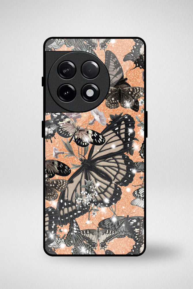 Butterflies glitter Glass Mobile Case - iPhone, Samsung & OnePlus -3