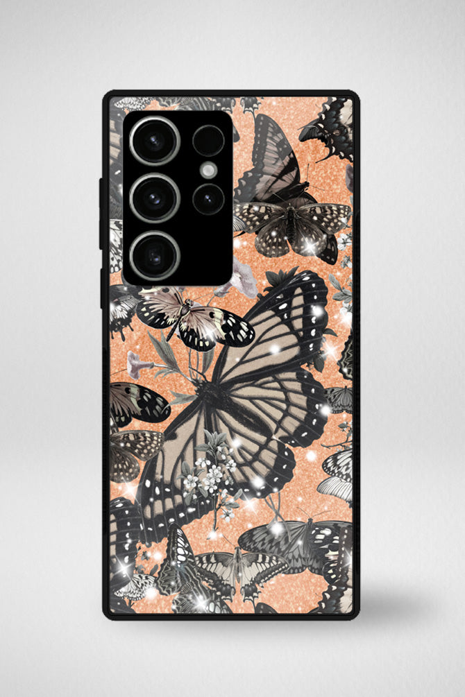 Butterflies glitter Glass Mobile Case - iPhone, Samsung & OnePlus -5