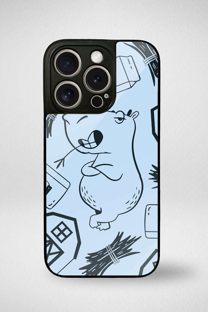 Capybara animals cartoon Glass Mobile Case - iPhone, Samsung & OnePlus -12