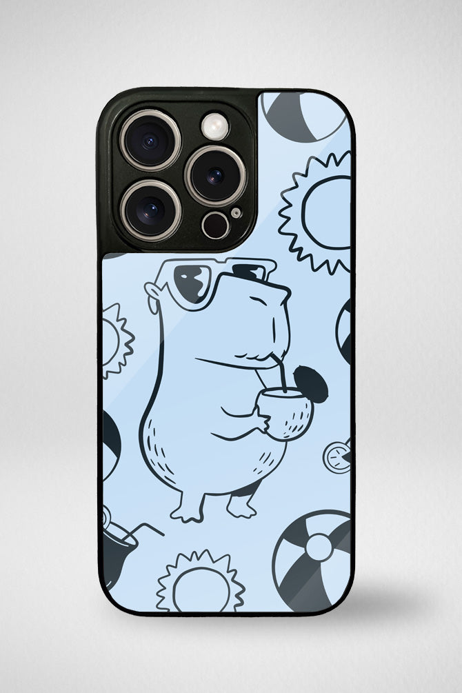 Capybara animals cartoon Glass Mobile Case - iPhone, Samsung & OnePlus -2