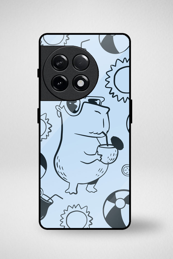 Capybara animals cartoon Glass Mobile Case - iPhone, Samsung & OnePlus -3