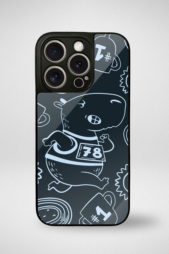 Capybara animals cartoon Glass Mobile Case - iPhone, Samsung & OnePlus -7