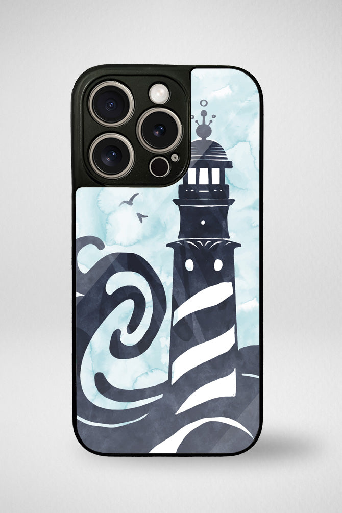 Lighthouse in the ocean Glass Mobile Case - iPhone, Samsung & OnePlus -7
