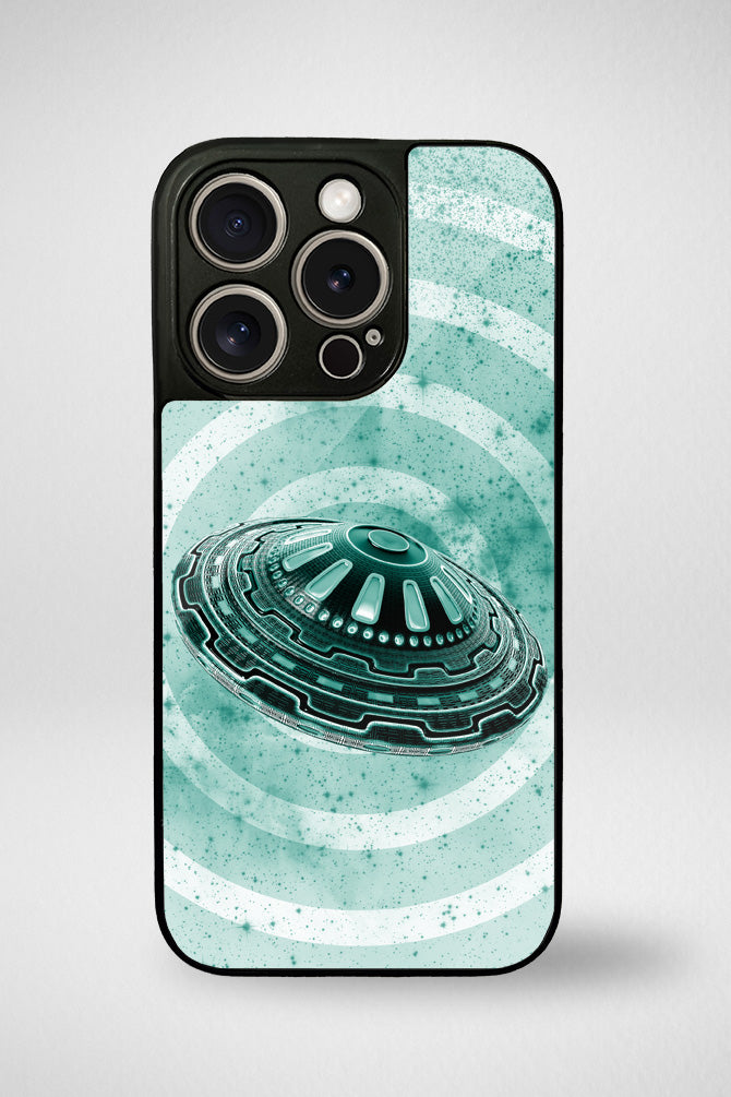 Alien spaceship flying Glass Mobile Case - iPhone, Samsung & OnePlus -12