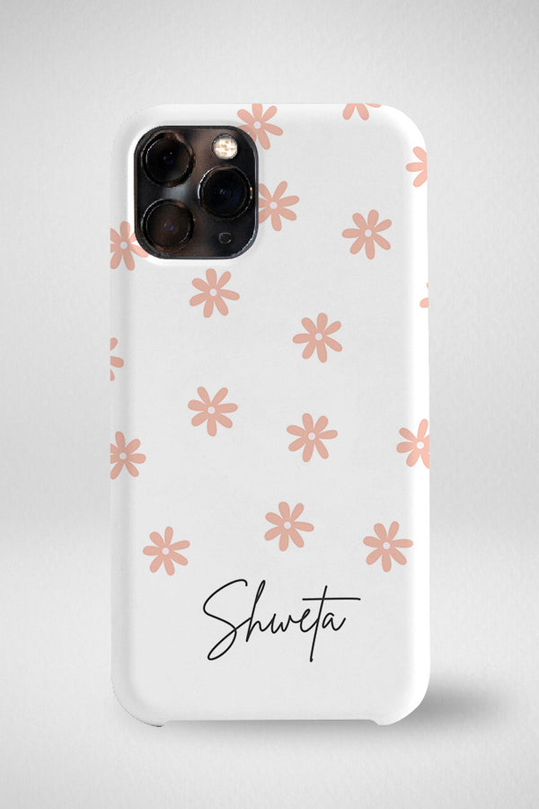 White Floral Customized Hard Mobile Case - iPhone, Samsung, OnePlus & Xiaomi