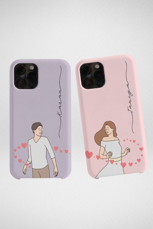 Attractive Cute Couple Customized Hard Mobile Case - iPhone, Samsung, OnePlus & Xiaomi