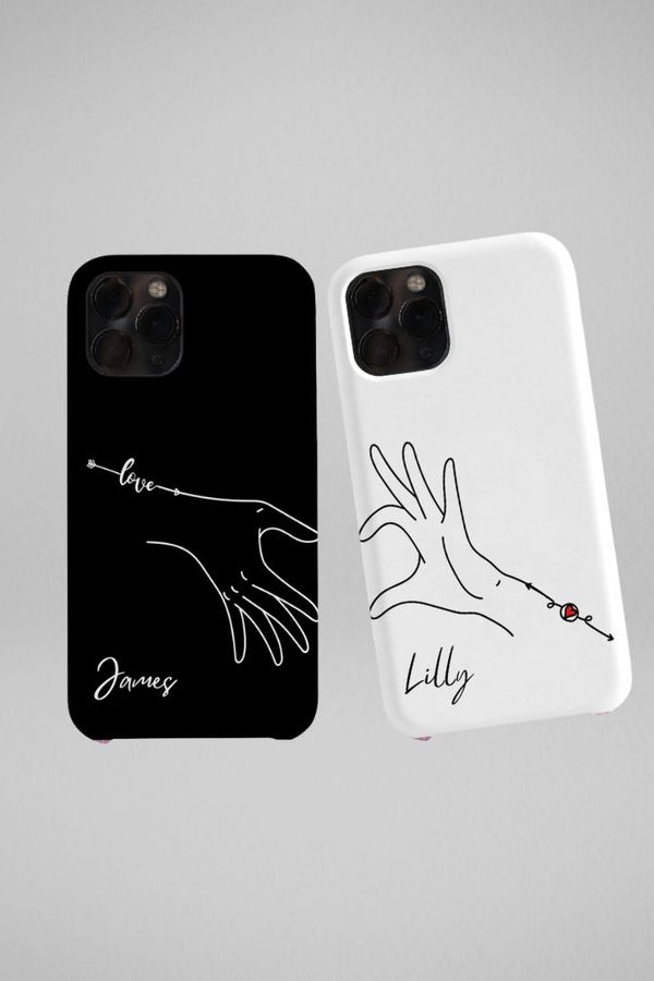 Hand Heart Couple Customized Hard Mobile Case - iPhone, Samsung, OnePlus & Xiaomi