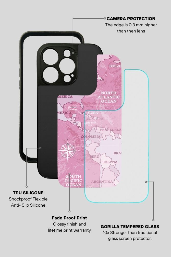 Worldmap Travel Glass Mobile Case - iPhone, Samsung & OnePlus -18
