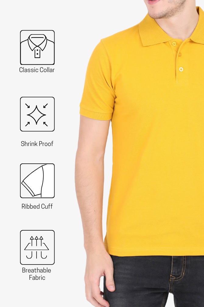 Mustard Yellow Polo T-Shirt For Men - WowWaves - 4