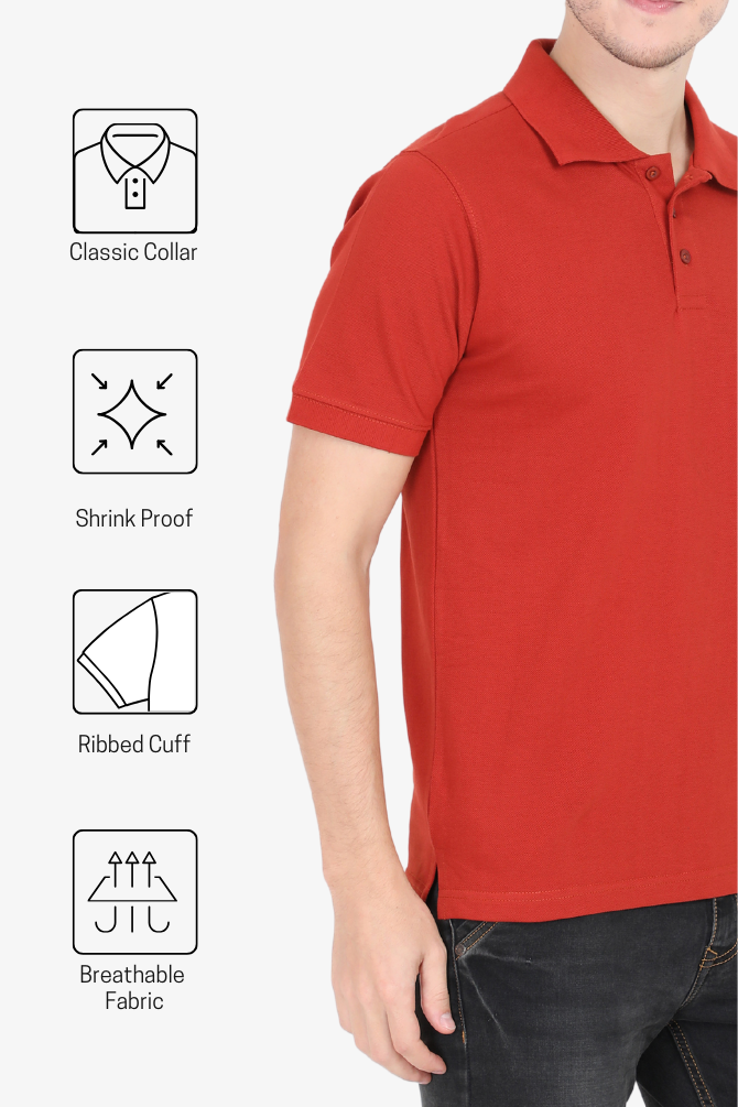 Brick Red Polo T-Shirt For Men - WowWaves - 4