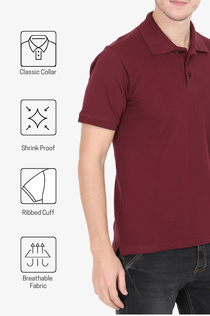Maroon Polo T-Shirt For Men - WowWaves - 4