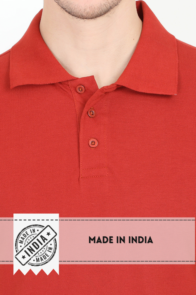 Brick Red Polo T-Shirt For Men - WowWaves - 5