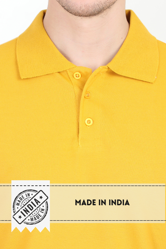 Mustard Yellow Polo T-Shirt For Men - WowWaves - 5