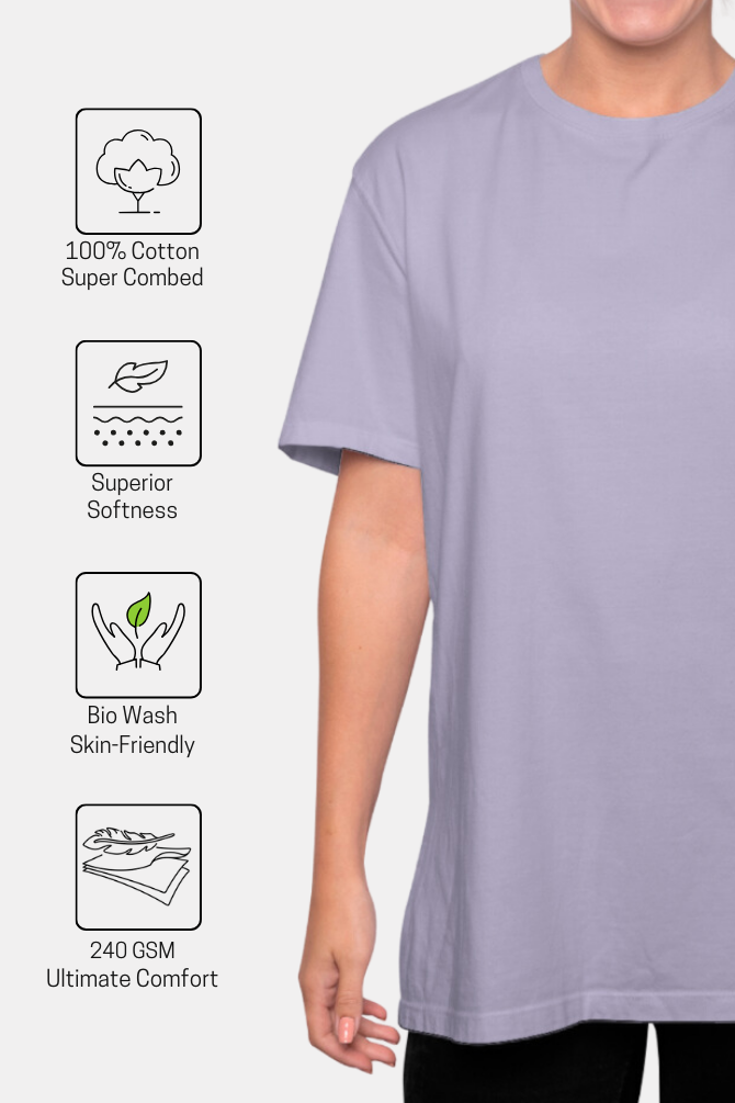 Lavender Oversized T-Shirt For Women - WowWaves - 6